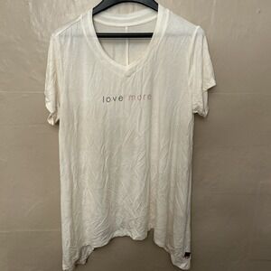 Peace Love World‎ XS Ivory Short Sleeve Top LOVE MORE